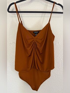 Express Women’s Rust Camisole Bodysuit with Draped Front